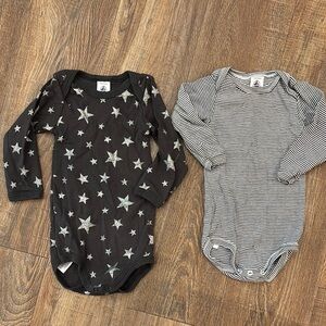 Petit Bateau Black and White Star and striped Bodysuits